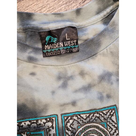 Maiden west vintage Arizona aztec tiedye green tee mens womens unisex Large - Picture 2 of 6